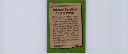 Vintage football card of Fran Tarkenton from 1978 Topps trading cards collection