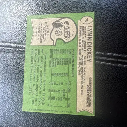 Vintage Lynn Dickey football card from 1978 Topps, a classic sports trading card