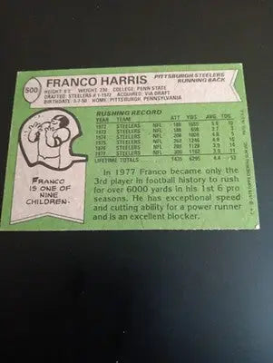 1978 Topps - All-Pro Franco Harris #500. Steelers. NRMT+