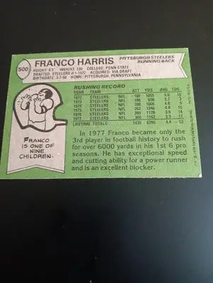 1978 Topps - All-Pro Franco Harris #500. Steelers. NRMT+