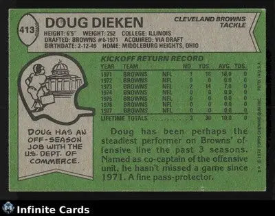 1978 Topps DOUG DIEKEN #413 Cleveland Browns - Football Card Single