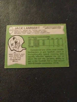 1978 Topps - Jack Lambert #165. Pittsburgh Steelers. EX - Football Card Single