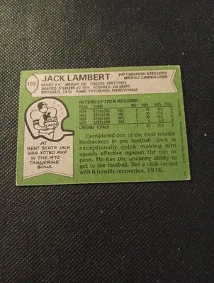 1978 Topps - Jack Lambert #165. Pittsburgh Steelers. EX - Football Card Single