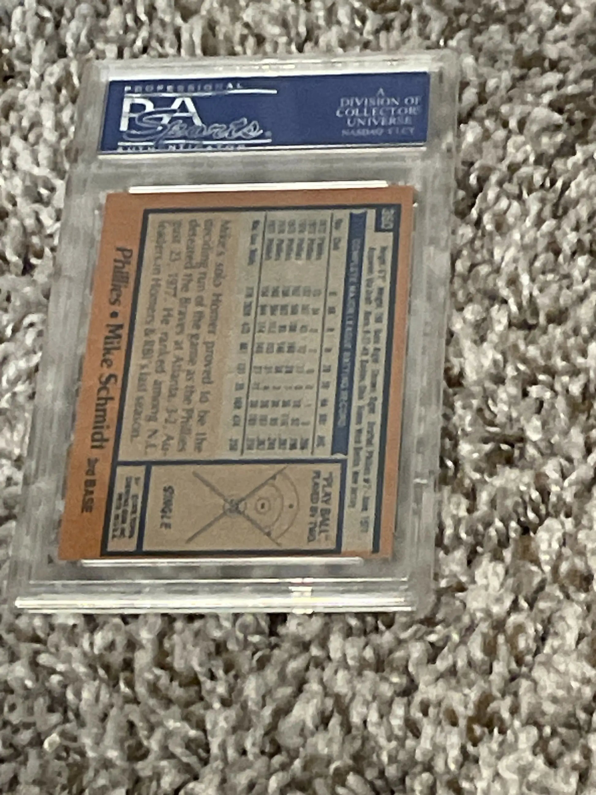 PSA-graded 1978 Topps Mike Schmidt Baseball Card in protective case for trading cards