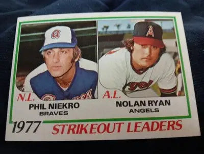 1978 Topps - NL Strikeout Leaders. Nolan Ryan Phil Niekro #206. EX-NRMT - Baseball Card Single