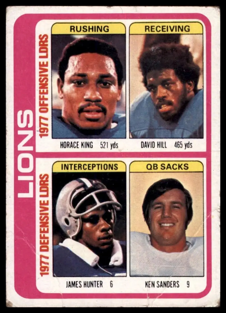 1978 Topps Team Checklist David Hill James Hunter Horace King #509 Rookie Lions - Football Card Single
