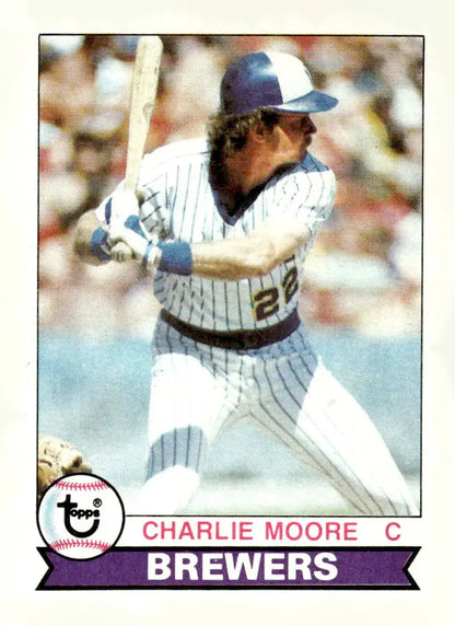 Vintage Charlie Moore baseball card from 1979 Topps #408 featuring Charlie Moore of the Brewers