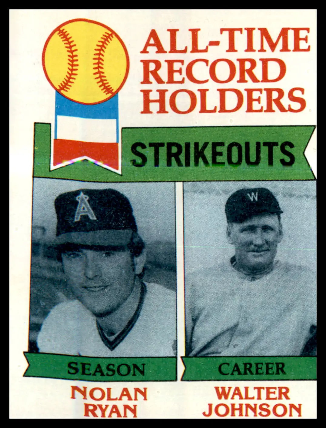 1979 Topps #417 All-Time Record Holders: Strikeouts Ryan/Johnson - Baseball Card Single