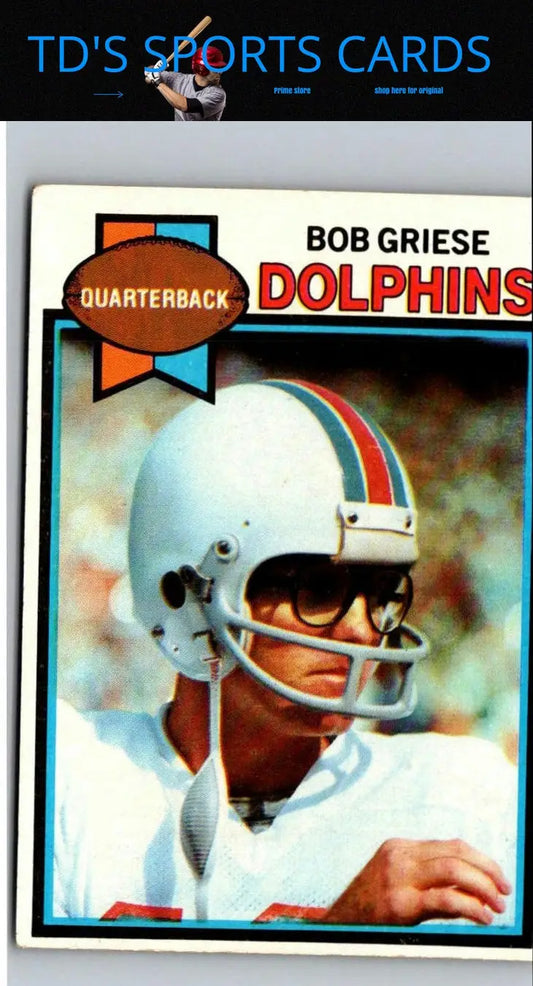 Bob Griese football card 1979 Topps #440 with cream colored back for collectors