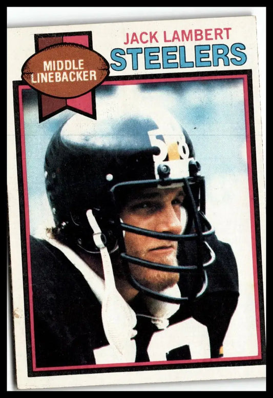 Jack Lambert Steelers football card 1979 Topps #475 with Jack Lambert cream back