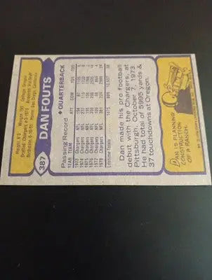 1979 Topps - Dan Fouts #387. San Diego Chargers. EX-NRMT - Football Card Single