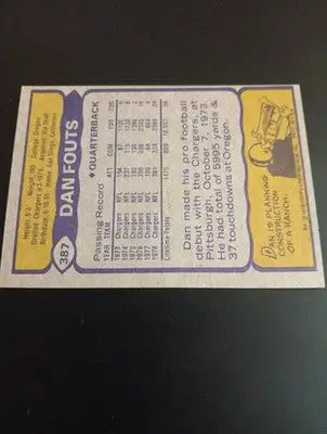1979 Topps - Dan Fouts #387. San Diego Chargers. EX-NRMT - Football Card Single