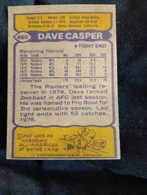 1979 Topps - Dave Casper #460. Oakland Raiders. EX-NRMT - Football Card Single