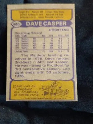 1979 Topps - Dave Casper #460. Oakland Raiders. EX-NRMT - Football Card Single