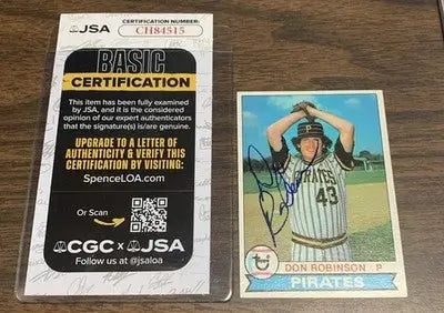 1979 Topps Don Robinson #264 (RC) Signed Auto JSA Autograph Pittsburgh Pirates - Baseball Card Single