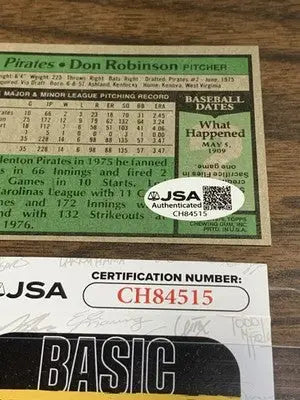 1979 Topps Don Robinson #264 (RC) Signed Auto JSA Autograph Pittsburgh Pirates - Trading Card