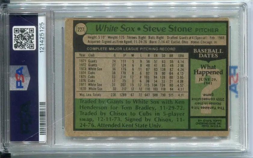 1979 Topps Steve Stone #227 Certified Authentic Auto PSA 3 DNA 9 Auto - Baseball Card Single