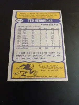 1979 Topps - Ted Hendricks #345. Oakland Raiders. NRMT+ - Football Card Single