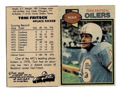 Vintage 1979 Topps Toni Fritsch Houston Chronicle Oilers football trading card