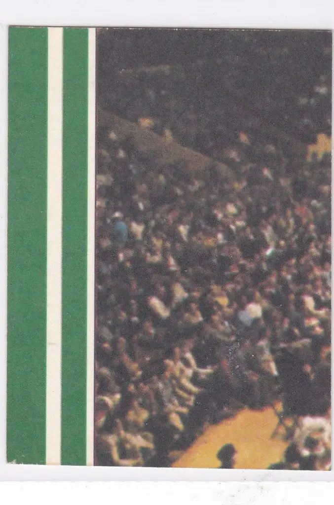 Crowded sports arena filled with fans enjoying Fleer NBA Basketball sticker Houston Rockets