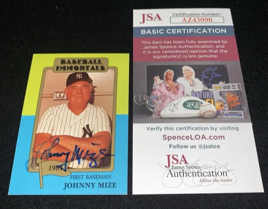 1980 Johnny Mize Signed Baseball Immortals Auto Card #176 New York Yankees JSA - Baseball Card Single