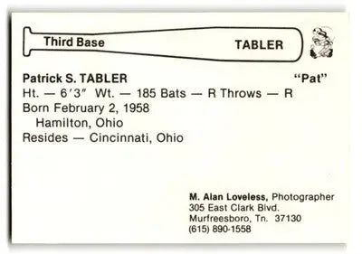 1980 Nashville Sounds #NNO Pat Tabler - Baseball Card Single