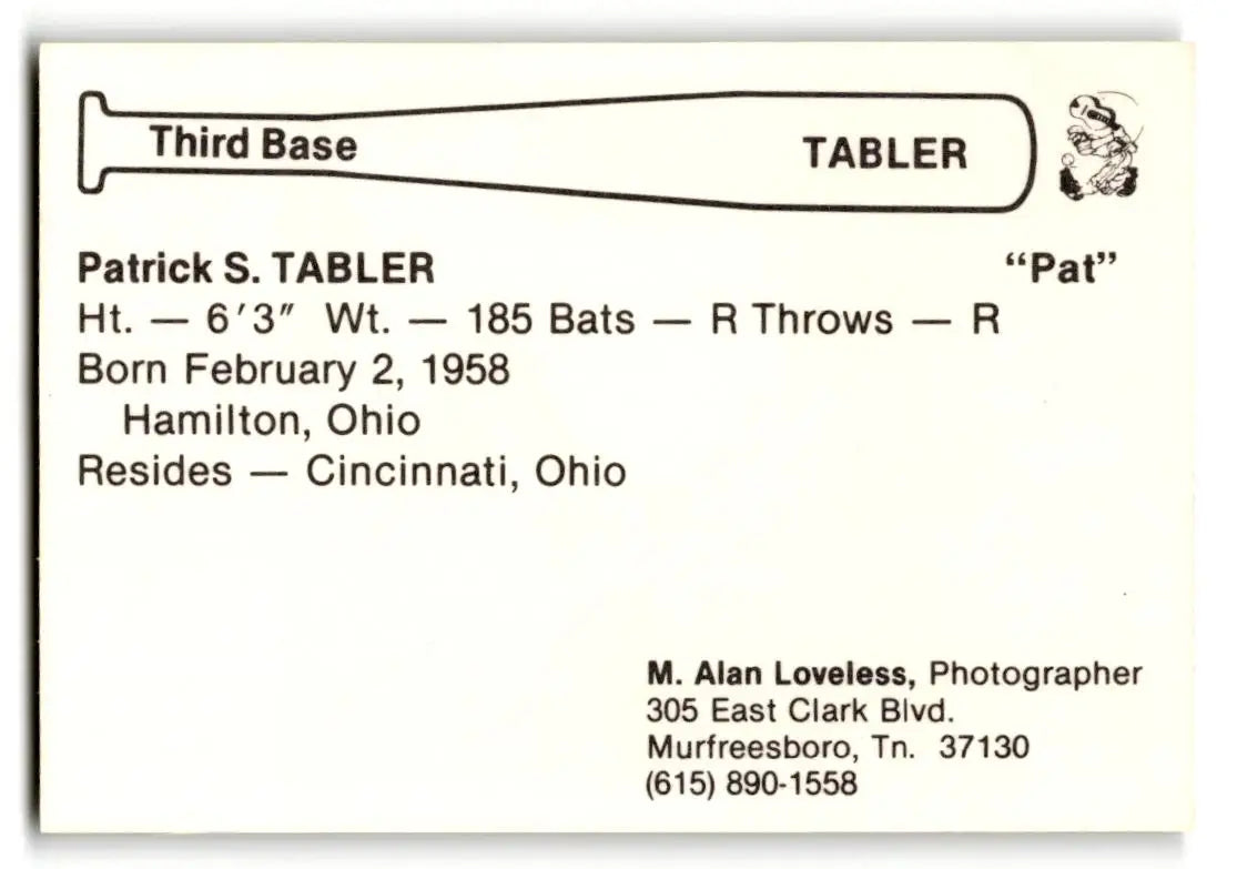 1980 Nashville Sounds #NNO Pat Tabler - Baseball Card Single
