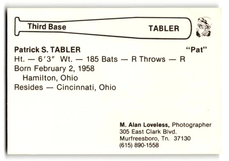 1980 Nashville Sounds #NNO Pat Tabler - Baseball Card Single