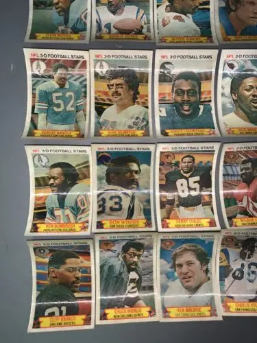 Vintage NFL football cards from the 1980 Stop N Go Partial Card Set featuring NFL football stars