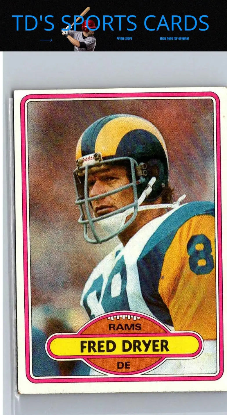 Fred Dryer 1980 Topps #202 trading card featuring the football star in action