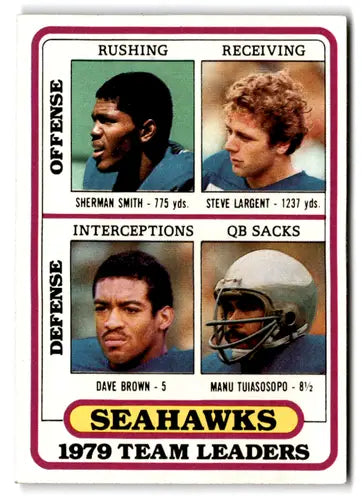 1980 Topps #57 Sherman Smith/Steve Largent/Dave Brown/Manu Tuiasosopo N ID:66834