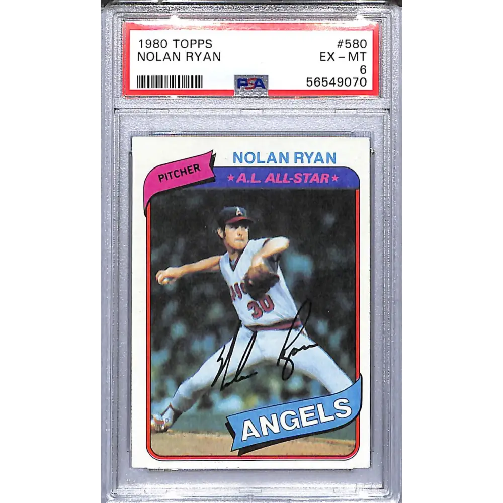 1980 Topps #580 Nolan Ryan PSA 6 EX-MT Angels  Image 1