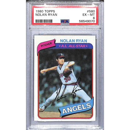 1980 Topps #580 Nolan Ryan PSA 6 EX-MT Angels  Image 1
