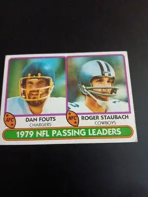 1980 Topps - ’79 Passing Leaders Roger Staubach Dan Fouts #331. EX - Football Card Single