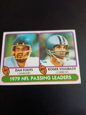 1980 Topps - ’79 Passing Leaders Roger Staubach Dan Fouts #331. EX - Football Card Single
