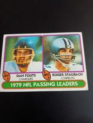 1980 Topps - ’79 Passing Leaders Roger Staubach Dan Fouts #331. EX - Football Card Single