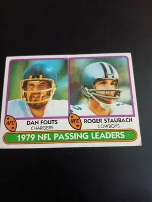 1980 Topps - ’79 Passing Leaders Roger Staubach Dan Fouts #331. EX - Football Card Single