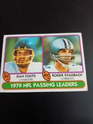 1980 Topps - ’79 Passing Leaders Roger Staubach Dan Fouts #331. EX - Football Card Single