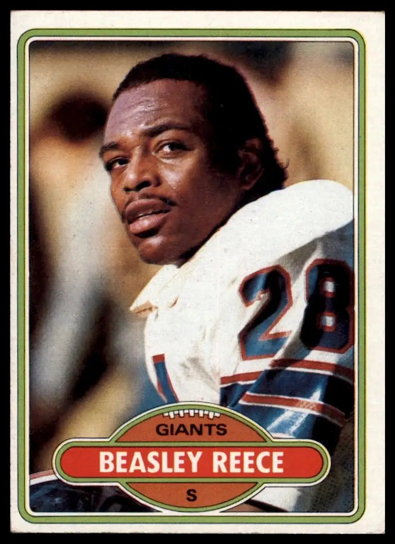 1980 Topps Beasley Reece #374 S on Front Rookie New York Giants Football Card - Football Card Single