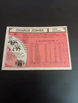 1980 Topps - Charlie Joiner #28. SD Chargers. EX - EX+ - Football Card Single