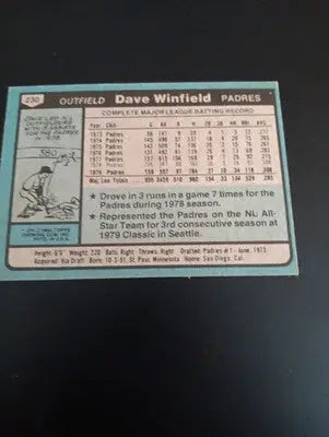 1980 Topps - Dave Winfield #230. San Diego Padres. EX+ - Baseball Card Single