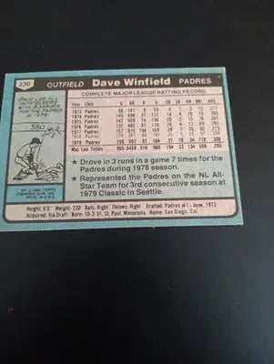 1980 Topps - Dave Winfield #230. San Diego Padres. EX+ - Baseball Card Single