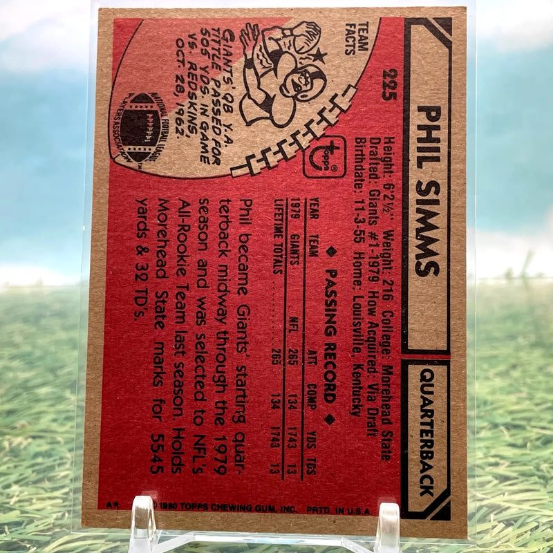 1980 Topps Phil Simms #225 (RC) Rookie NY Giants CG15 - Football Card Single