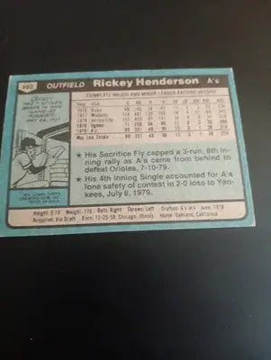 1980 Topps - Rickey Henderson #482 (RC). *lower grade. front crease. GD-VG - Baseball Card Single