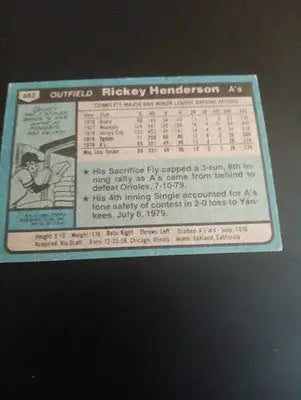 1980 Topps - Rickey Henderson #482 (RC). *lower grade. front crease. GD-VG - Baseball Card Single