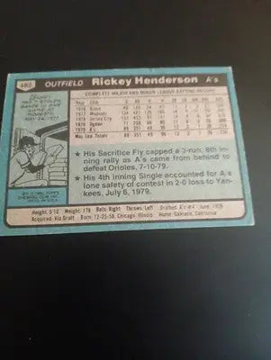 1980 Topps - Rickey Henderson #482 (RC). *lower grade. front crease. GD-VG - Baseball Card Single