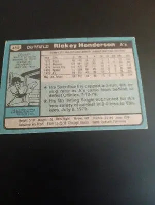 1980 Topps - Rickey Henderson #482 (RC). *lower grade. front crease. GD-VG - Baseball Card Single