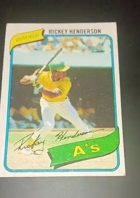 1980 Topps - Rickey Henderson #482 (RC). *lower grade. front crease. GD-VG - Baseball Card Single
