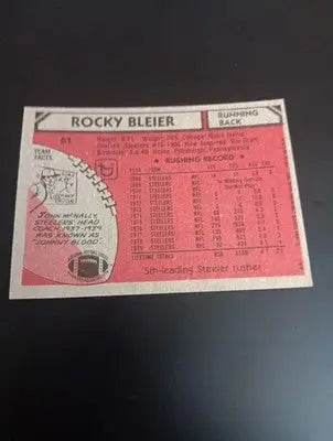 1980 Topps - Rocky Bleier #61. Pittsburgh Steelers. EX-NRMT - Football Card Single