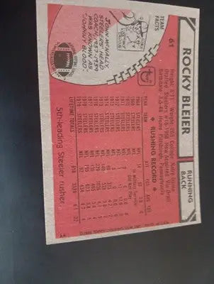 1980 Topps - Rocky Bleier #61. Pittsburgh Steelers. EX-NRMT - Football Card Single
